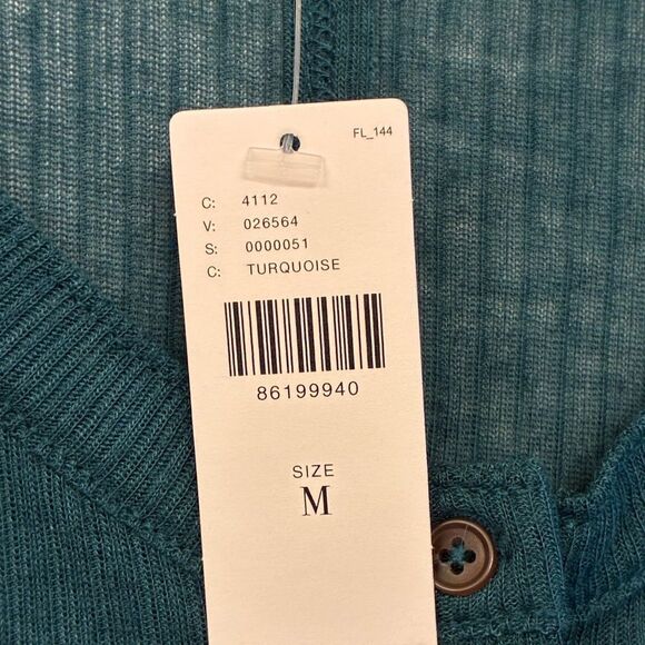 NWT ANTHROPOLOGIE PILCRO Andie Ribbed Tissue Top Teal Women’s Size Medium - Picture 7 of 9